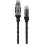 Ethernet-Kabel USB-A 3.2 Gen1 Stecker  RJ-45 Stecker (schwarz/silber, 1 Meter, geflochtener Textilmantel) (70299)