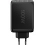 USB-C PD Multiport-Schnellladegert 100 Watt (schwarz, 1x USB-A QC, 3x USB-C PD, GaN-Technologie) (65555)