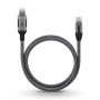 Ethernet-Kabel USB-A 3.2 Gen1 Stecker  RJ-45 Stecker (schwarz/silber, 1,5 Meter, geflochtener Textilmantel) (70497)