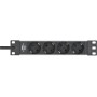 Alu-Line 10" Steckdosenleiste 4-fach (schwarz/silber, 1HE, 2 Meter) (1390007004)