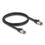 RJ-45 Netzwerkkabel Cat.6a U/FTP ultra flexibel (schwarz, 1 Meter, innerer Edelstahlmantel) (80240)