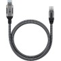 Ethernet-Kabel USB-A 3.2 Gen1 Stecker  RJ-45 Stecker (schwarz/silber, 3 Meter, geflochtener Textilmantel) (70499)