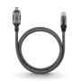 Ethernet-Kabel USB-C 3.2 Gen2 Stecker  RJ-45 Stecker (schwarz/silber, 1 Meter, geflochtener Textilmantel) (70696)