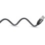 Ethernet-Kabel USB-C 3.2 Gen2 Stecker  RJ-45 Stecker (schwarz/silber, 1 Meter, geflochtener Textilmantel) (70696)