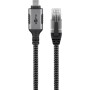 Ethernet-Kabel USB-C 3.2 Gen2 Stecker  RJ-45 Stecker (schwarz/silber, 3 Meter, geflochtener Textilmantel) (70699)
