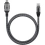 Ethernet-Kabel USB-C 3.2 Gen2 Stecker  RJ-45 Stecker (schwarz/silber, 3 Meter, geflochtener Textilmantel) (70699)