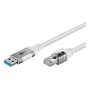 Ethernet-Kabel USB-A 3.2 Gen1 Stecker  RJ-45 Stecker (wei, 1 Meter, geflochtener Textilmantel) (74157)