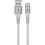 Supersoftes USB 2.0 Textilkabel, USB-A Stecker  USB-C Stecker (wei, 2 Meter) (74531)