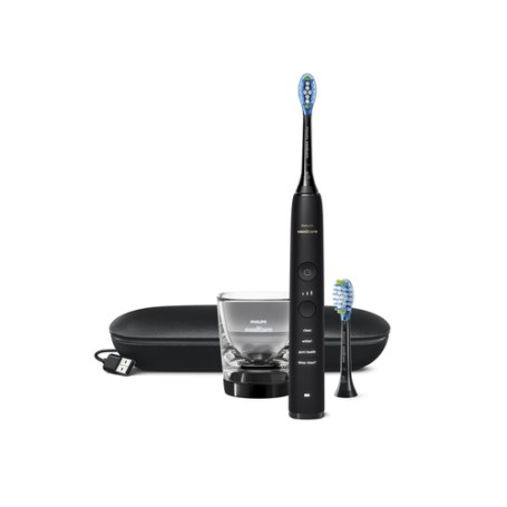 Philips DiamondClean 9000 Sonicare Spazzolino Elettrico Sonico Nero con App, con custodia da viaggio HX9913/18