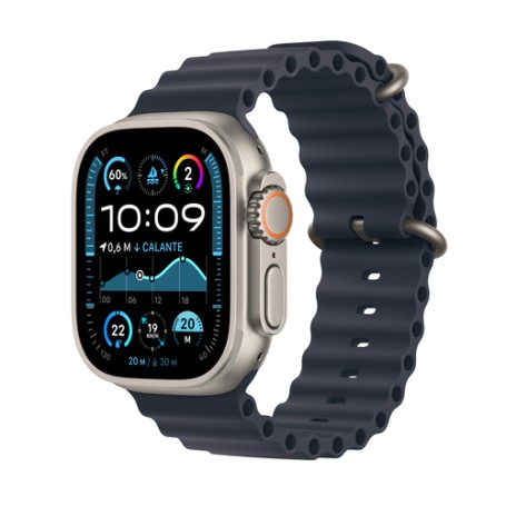Watch Ultra 2 (grau, 49 mm, Ocean Armband Marine, Titangehuse, Cellular) (MX4D3FD/A)