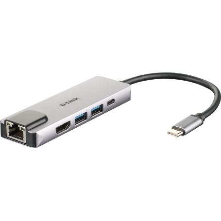 D-Link DUB-M520 replicatore di porte e docking station per laptop Cablato Thunderbolt 3 Alluminio, Nero