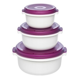 EMSA 508455 recipiente per cibo Rotondo Set Blackberry, Bianco 3 pz