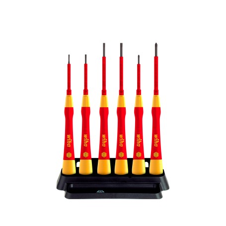 Feinschraubendreher-Set PicoFinish electric (rot/gelb, 7-teilig, inkl. Halter) (42989)