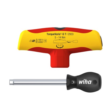 Drehmoment-Schraubendreher mit Quergriff TorqueVario-S T electric (rot/gelb, 5 - 14Nm) (43177)