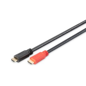 HDMI High Speed Anschlusskabel, mit Ethernet, UHD 4K (schwarz/rot, 10 Meter, mit Signalverstrker) (DB-330118-100-S)