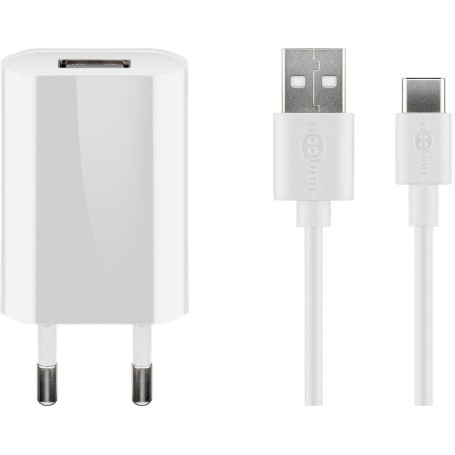 USB-C Ladeset 5 Watt (wei, 1 Meter Kabel USB-A  USB-C) (45300)