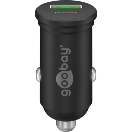 Dual-USB Auto-Schnellladegert 45 Watt (schwarz, 1x USB-C, 1x USB-A, Power Delivery, 12 / 24 Volt) (61739)