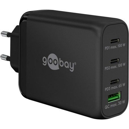 USB-C PD Multiport-Schnellladegert 100 Watt (schwarz, 1x USB-A QC, 3x USB-C PD, GaN-Technologie) (65555)