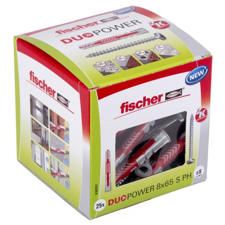 Dbel DUOPOWER 8x65 S PH LD (hellgrau/rot, 25 Stck, mit Schraube) (538261)