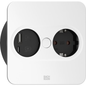 Einbausteckdose TWIST 2, eckig, 2-fach (schwarz, 1x Schutzkontakt, 1x USB-A, 1x USB-C) (946.105)