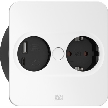 Einbausteckdose TWIST 2, eckig, 2-fach (schwarz, 1x Schutzkontakt, 1x USB-A, 1x USB-C) (946.105)