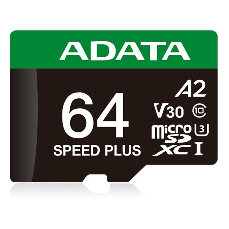 ADATA microSD   64GB Speed Plus UHS-I U3 + Adapter (UD64GUI3V30A2SP-RA1)