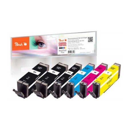 Peach PI100-397 cartuccia d'inchiostro 6 pz Compatibile Resa extra elevata (super) Nero, Ciano, Magenta, Nero per foto, Giallo