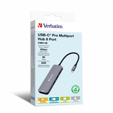 Verbatim CMH-08 USB tipo-C 5000 Mbit/s Argento (32151)