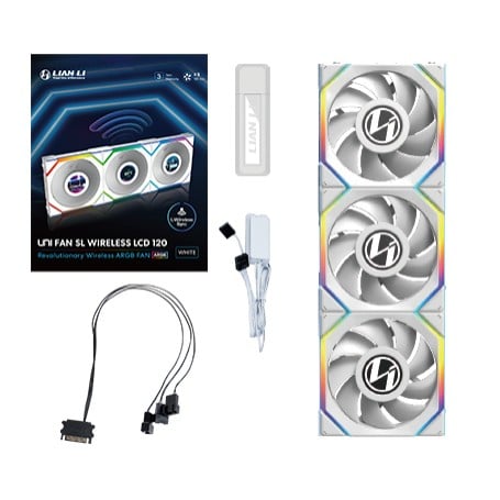 Lian Li UNI FAN SL Wireless LCD 120 Case per computer Ventilatore 12 cm Bianco 3 pz (12SLLCD1W3W)
