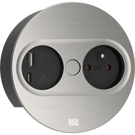Bachmann 946.006 presa energia Type E + USB A + USB C Acciaio inox
