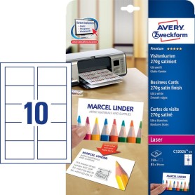 Avery C32026-25 biglietto da visita Laser/Inkjet Cartoncino Bianco 25 pz (C32026-25)