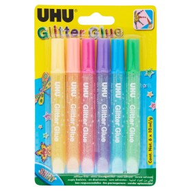 UHU Glitter Glue shiny colours blister 6x10ml (D1551)