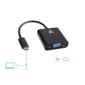 V7 USB-C(m) a VGA(f) Adattore Nero (V7UCVGA-BLK-1E) V7 USB-C(m) a VGA(f) Adattore Nero (V7UCVGA-BLK-1E)