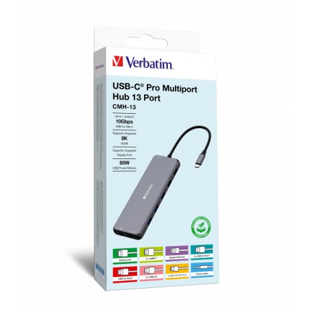Verbatim CMH-13 USB tipo-C 10000 Mbit/s Argento (32153)