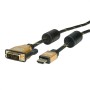 ROLINE 11.04.5890 cavo e adattatore video 1 m HDMI DVI Nero, Oro