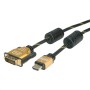 ROLINE 11.04.5890 cavo e adattatore video 1 m HDMI DVI Nero, Oro