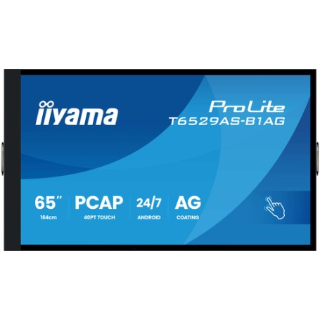 iiyama T6529AS-B1AG visualizzatore di messaggi Pannello piatto interattivo 163,8 cm (64.5") LED Wi-Fi 500 cd/m² 4K Ultra HD Ner