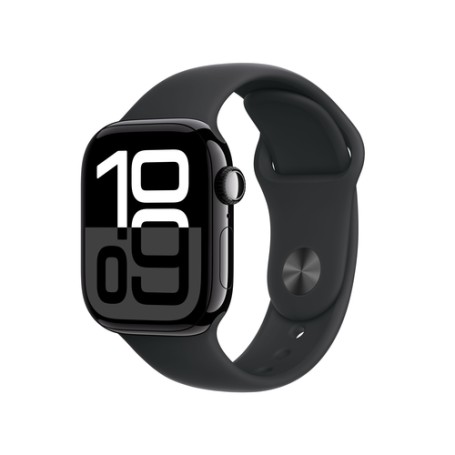 Watch Series 10 (schwarz (glnzend), Aluminium, 42 mm, Sportarmband schwarz M/L, Cellular) (MWX73QF/A)