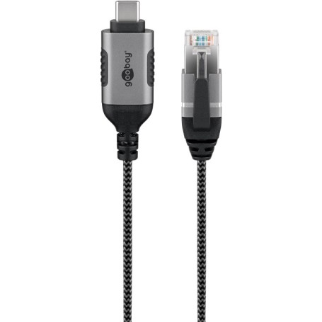 Ethernet-Adapterkabel USB-C 3.2 Gen2  RJ-45 (schwarz/grau, 3 Meter) (74404)
