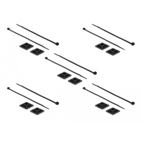 Befestigungssockel 25 x 25mm mit Kabelbinder L 300 x B 4,8mm (schwarz, 10 Paar) (18831)
