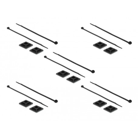 Befestigungssockel 25 x 25mm mit Kabelbinder L 300 x B 4,8mm (schwarz, 10 Paar) (18831)