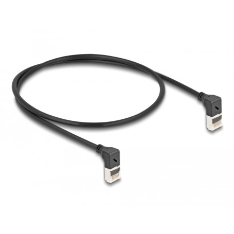 Patchkabel RJ-45 Cat.6a S/FTP, Slim 90 gewinkelt (schwarz, 0,5 Meter, nach unten abgewinkelte Stecker) (80280)