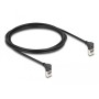 Patchkabel RJ-45 Cat.6a S/FTP, Slim 90 gewinkelt (schwarz, 2 Meter, nach unten abgewinkelte Stecker) (80282)