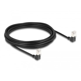 Patchkabel RJ-45 Cat.6a S/FTP, Slim 90 gewinkelt (schwarz, 5 Meter, nach oben abgewinkelte Stecker) (80302)