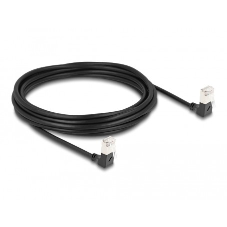Patchkabel RJ-45 Cat.6a S/FTP, Slim 90 gewinkelt (schwarz, 5 Meter, nach oben abgewinkelte Stecker) (80302)