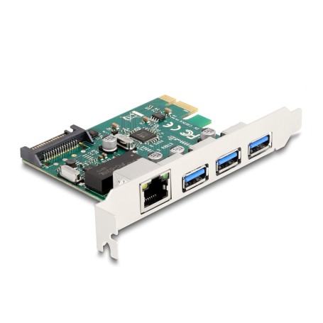 PCI Express x1 Karte zu 3 x USB 5 Gbps Typ-A Buchse + 1 x Gigabit LAN (90105)