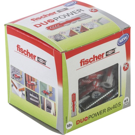 Dbel DUOPOWER 8x40 S LD (hellgrau/rot, 50 Stck, mit Schraube) (535460)
