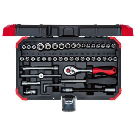 Red Steckschlssel-Satz 1/4", 46-teilig (rot/schwarz, mit Umschalt-Knarre, SW 4mm - 14mm) (3300052)