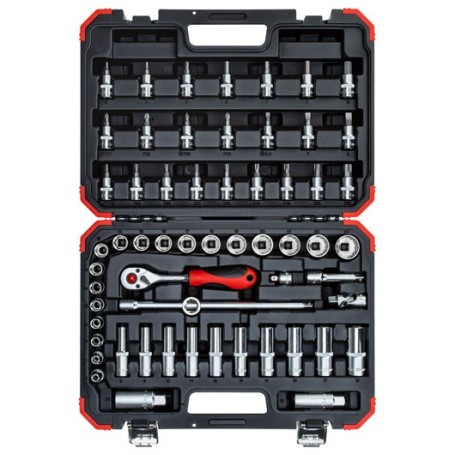 Red Steckschlssel-Satz 3/8", 59-teilig (rot/schwarz, mit Umschalt-Knarre, SW 6mm - 24mm) (3300054)
