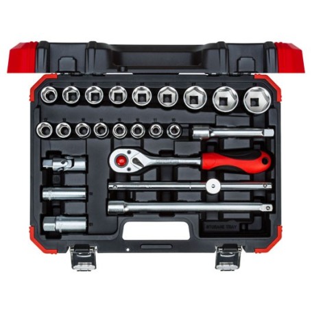Red Steckschlssel-Satz 1/2", 24-teilig (rot/schwarz, mit Umschalt-Knarre, SW 10mm - 32mm) (3300055)